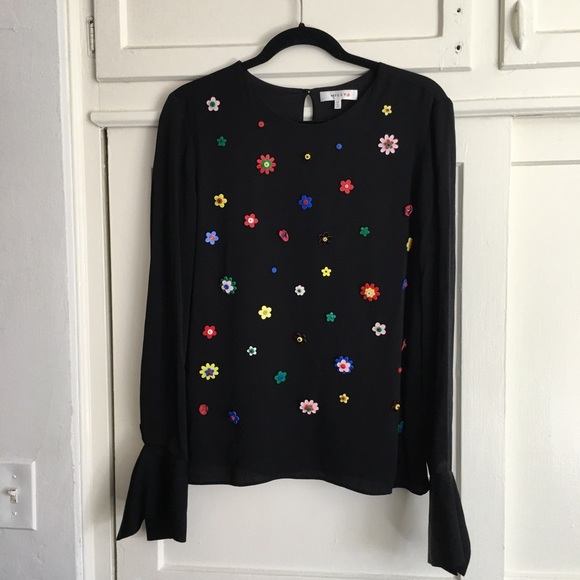 Milly Elanore blouse size 10 with button flower mod details - Picture 14 of 15